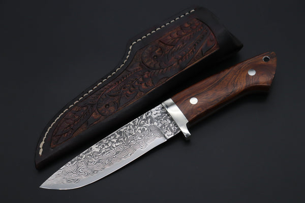 Mr. Itou  IT-680 Drop Point Hunter, 5.1" R2 Damascus Blade, Premium Desert Ironwood Handle