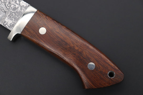 Mr. Itou  IT-690 Drop Point Hunter, 5" R2 Damascus Blade, Premium Desert Ironwood Handle