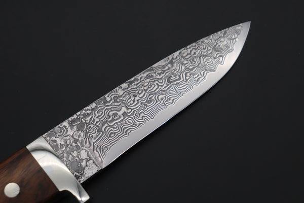 Mr. Itou  IT-690 Drop Point Hunter, 5" R2 Damascus Blade, Premium Desert Ironwood Handle