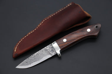 Mr. Itou  IT-860 Drop Point Hunter, 3.5" R2 Damascus Blade, Premium Desert Ironwood Handle