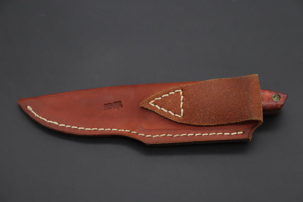 Mr. Itou  IT-950 Drop Point Utility Hunter, 3.5" R-2 Damascus Blade, Quince Burlwood Handle