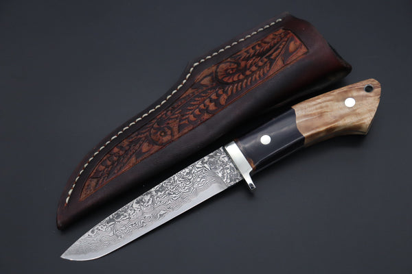 Mr. Itou  ITH-170A  "Treasure Hunter Series" Custom R2 Damascus 5" Drop-point Hunter, Hybrid Handle