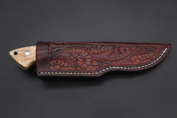 Mr. Itou ITH-175 "Treasure Hunter Series" Custom R-2 Damascus 4-1/2" Drop-point Gut-hook Hunter, Hybrid Handle