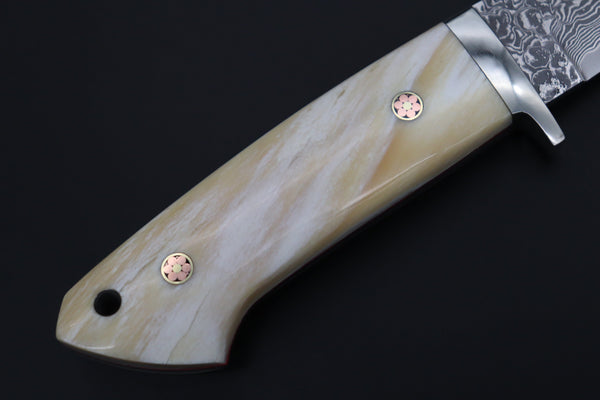 Mr. Itou  ITH-200  "Treasure Hunter Series" Custom R-2 Damascus 5" Drop-point Hunter, Narwhal Tusk Handle