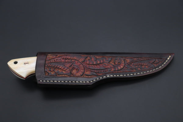 Mr. Itou  ITH-200  "Treasure Hunter Series" Custom R-2 Damascus 5" Drop-point Hunter, Narwhal Tusk Handle