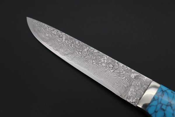 Mr. Itou ITH-30  "Treasure Hunter Series" Custom R-2 Damascus 5-1/2" Drop-point Hunter, Narwhal Tusk Custom Combination Handle