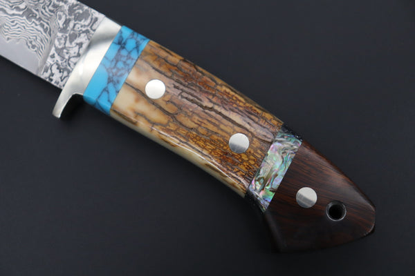 Mr. Itou  ITH-45A  "Treasure Hunter Series" Custom R-2 Damascus 5" Drop-point Hunter, Mammoth Tusk Ivory Custom Combination Handle