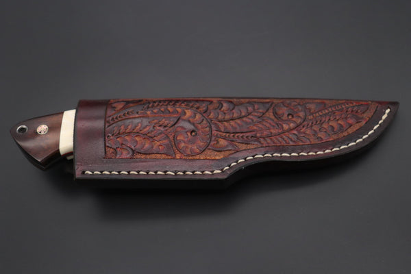 Mr. Itou ITH-60  "Treasure Hunter Series" Custom R-2 Damascus 4-1/2" Drop-point Gut-hook Hunter, Mammoth Tusk Ivory Custom Combination Handle