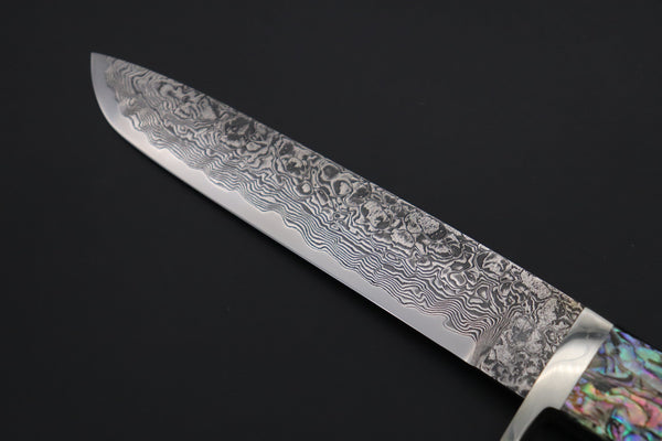 Mr. Itou  ITH-65A  "Treasure Hunter Series" Custom R2 Damascus 5-1/2" Drop-point Hunter, Armadillo Hide Handle