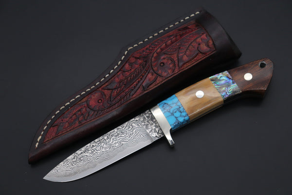 Mr. Itou  ITH-85A  "Treasure Hunter Series" Custom R-2 Damascus 4-1/4" Drop-point Hunter, Mammoth Tusk Ivory Handle