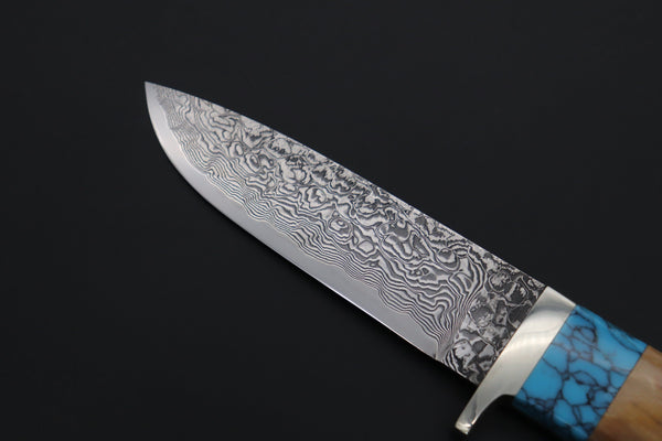 Mr. Itou  ITH-85A  "Treasure Hunter Series" Custom R-2 Damascus 4-1/4" Drop-point Hunter, Mammoth Tusk Ivory Handle