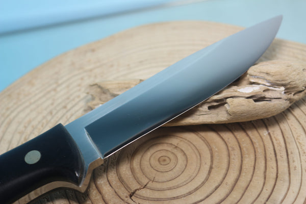NOBUAKI YAMAMOTO NY-180 "Semi Skinner & Hunter" 4-3/4" Solid VG-10 Highly Mirror Polished Blade, Black Micarta Handle
