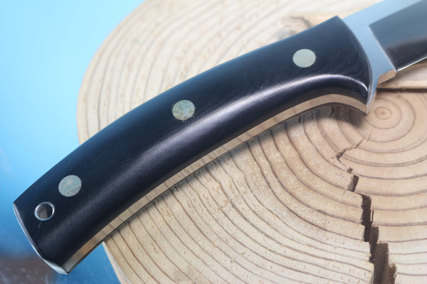 NOBUAKI YAMAMOTO NY-180 "Semi Skinner & Hunter" 4-3/4" Solid VG-10 Highly Mirror Polished Blade, Black Micarta Handle