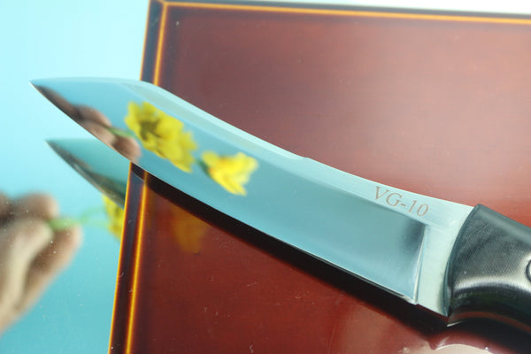 NOBUAKI YAMAMOTO NY-55  "ONOUE-TO 尾上刀" Modified Tanto style Knife, 4-3/4" VG-10 Mirror Polished Hamaguri-ba Blade