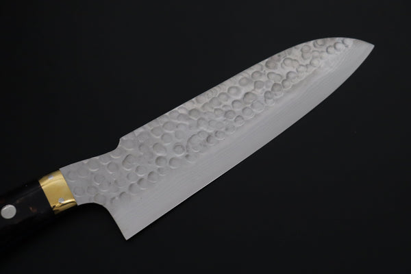 Nomura Kenta NKE-6 SRS-13 Custom Hammered Forged Tsuchime Damascus Santoku 180mm (7 Inch)