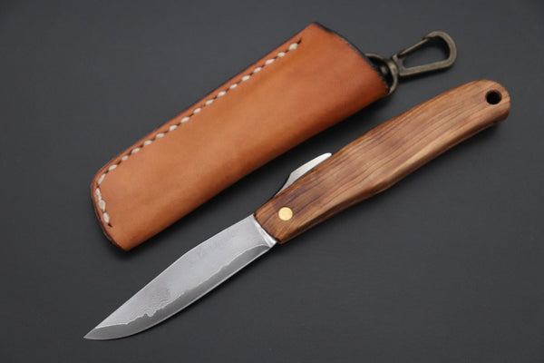 Seiji Yanagida YS-25 Custom Higonokami Folder (YAKUSUGI=Ancient Japanese Cedar Wood Handle)