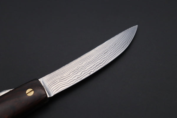 Seiji Yanagida YS-26-1 Custom Core-Less Damascus Higonokami Folder (Desert Ironwood Handle)