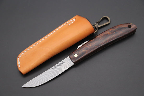 Seiji Yanagida YS-26-1 Custom Core-Less Damascus Higonokami Folder (Desert Ironwood Handle)