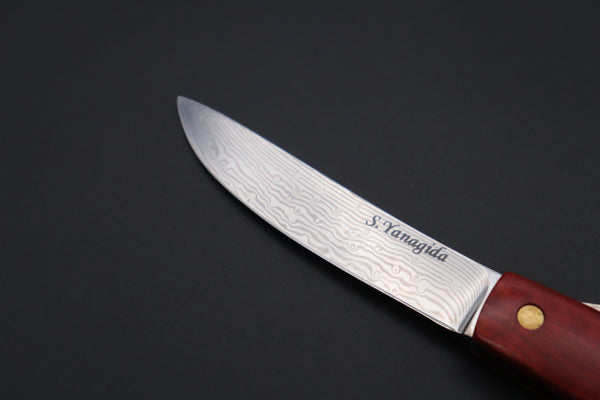 Seiji Yanagida YS-26-2 Custom Core-Less Damascus Higonokami Folder (Pink Ivory Natural Wood Handle)