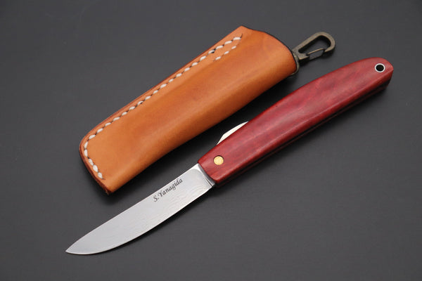 Seiji Yanagida YS-26-2 Custom Core-Less Damascus Higonokami Folder (Pink Ivory Natural Wood Handle)