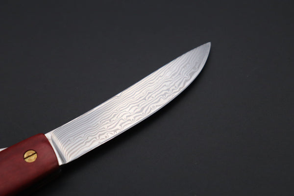 Seiji Yanagida YS-26-2 Custom Core-Less Damascus Higonokami Folder (Pink Ivory Natural Wood Handle)