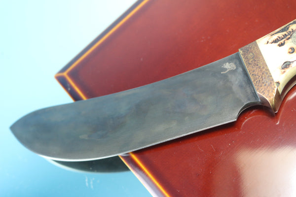 Toshiyuki Takahashi TT-20 Traditional Curved Skinner & Field Knife, 4-1/2" OU-31 Gunblued Blade