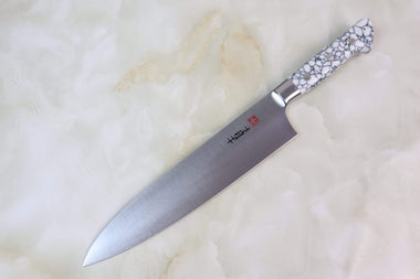 Hattori Gyuto Hattori Custom Limited Christmas Special Edition Year 2021, HSG-1WT Gyuto 210mm (8.2 Inch, White Turquoise GemStone Handle)