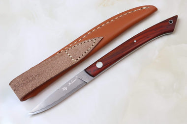 Hattori KD30-MEDAKA-1C Cowry X Damascus Little Fisherman's Utility (Cocobolo Wood Handle) - JapaneseKnifeDirect.Com