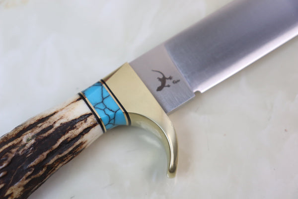 Hattori 傘 SAN-GECKO Limited Edition GECKO-2T Wild Hunter (Stag Handle / Turquoise Gem-Composite Stone Spacer)
