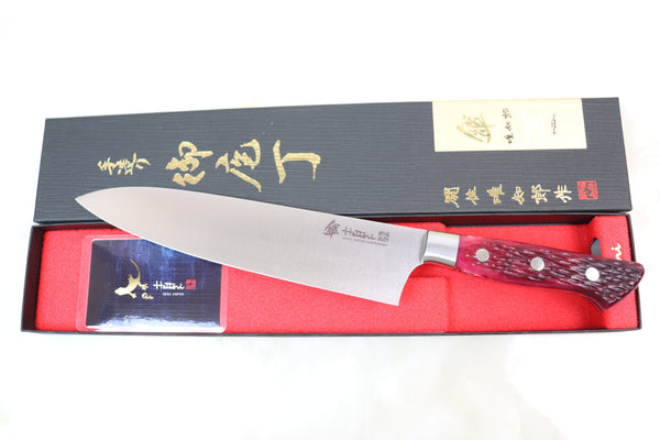 Hattori 傘 SAN-GECKO Limited Edition GECKO-3SO Gyuto 210mm (8.2 Inch, Purple Color Jigged Bone Handle)