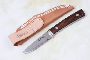 Hattori 傘 SAN Limited Edition SAN-20I Limited Cowry-X Damascus EDC Utility Hunter (Desert Ironwood Handle)