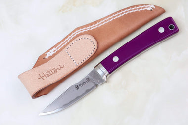 Hattori 傘 SAN Limited Edition SAN-29SG Limited Cowry-X Damascus Little Hunter (Clip Point, Sugarite Malachite Gem-Composite Stone Handle)