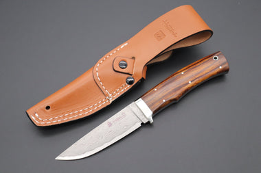 Hattori 傘 SAN Limited Edition SAN-63A Cowry-X Damascus Urbane Hunter "Custom Desert Ironwood Handle"