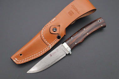 Hattori 傘 SAN Limited Edition SAN-63B Cowry-X Damascus Urbane Hunter "Custom Desert Ironwood Handle"