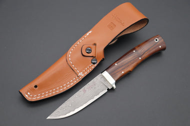 Hattori 傘 SAN Limited Edition SAN-63D Cowry-X Damascus Urbane Hunter "Custom Desert Ironwood Handle"