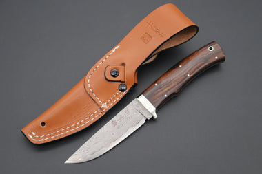 Hattori 傘 SAN Limited Edition SAN-63E Cowry-X Damascus Urbane Hunter "Custom Desert Ironwood Handle"
