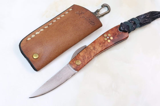 Kei Goto GH-200Q Small Higonokami Folders | Quince Burl Wood Handle - JapaneseKnifeDirect.Com