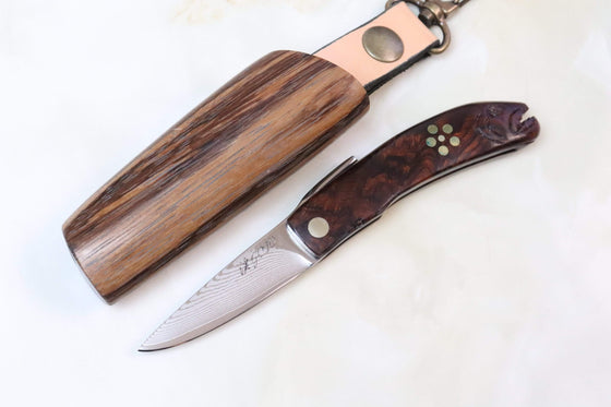 Kei Goto GH-40SI New Higonokami, Salmone Head Carved Ironwood - JapaneseKnifeDirect.Com