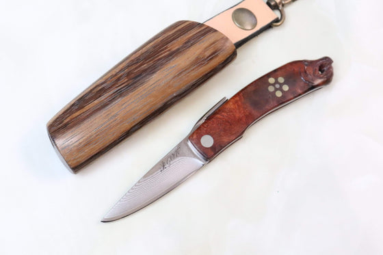 Kei Goto GH-40SQ New Higonokami, Salmon Head Carved Quincewood - JapaneseKnifeDirect.Com