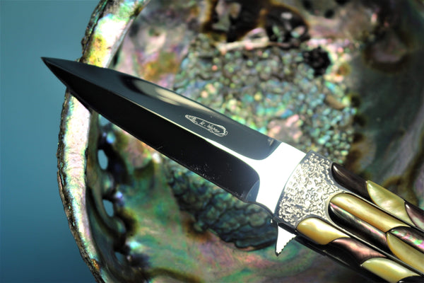 Koji Hara KH-350 "SCOTCH IV" Flipper Folder| Mosaic Black & Gold Lip MOP