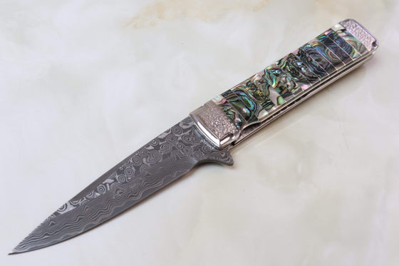 Koji Hara KH-310DA "30th Anniversary Knife, Damascus Abalone" - JapaneseKnifeDirect.Com