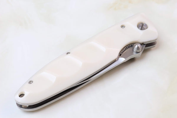 Mcusta Classic Wave Series MC-25 VG-10 blade with Dupont White Cream Corian handle - JapaneseKnifeDirect.Com