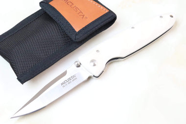 Mcusta Classic Wave Series MC-25 VG-10 blade with Dupont White Cream Corian handle - JapaneseKnifeDirect.Com
