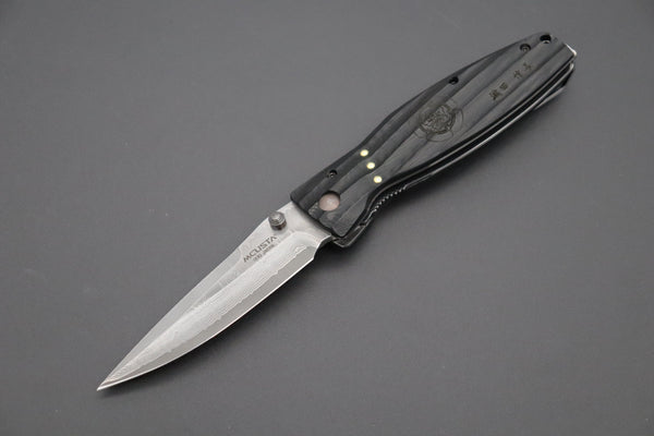 Mcusta SENGOKU Series MC-181D "ODA NOBUNAGA" VG-10 Damascus Blade with Black Micarta handle (Now with Pocket clip!)
