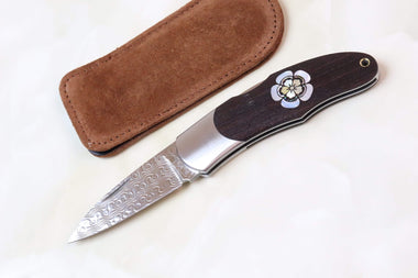 MOKI "Busho" 武将 Series Limited Edition Folders MK-207NO Nobunaga Oda, Abalone & Yellow MOP - JapaneseKnifeDirect.Com