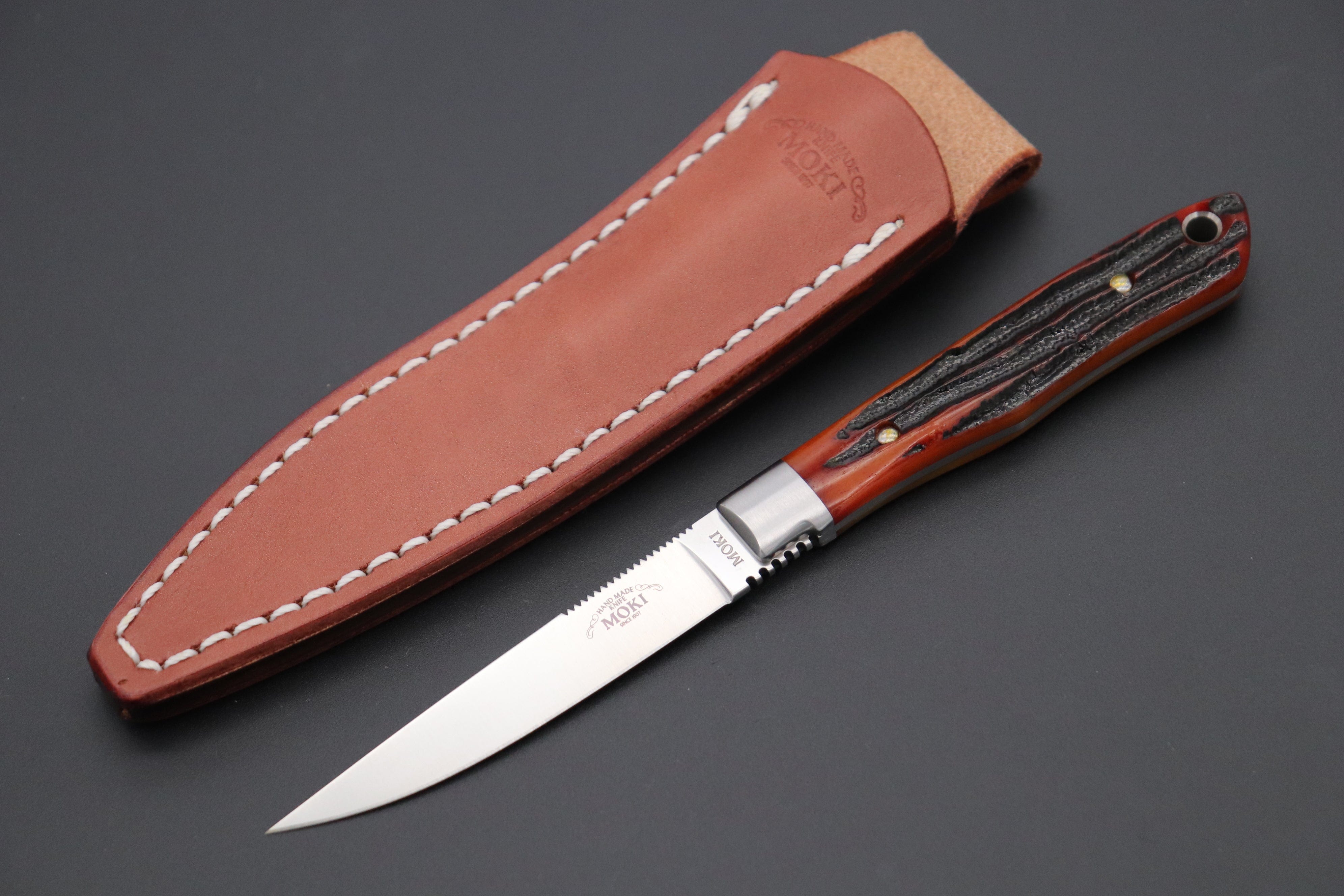 MOKI TS-535ANZ Trout & Bird Knife (Jigged Bone Handle)