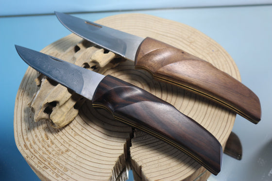 Seizo Imai by Inagaki SI-17 "GERBER Folding Hunter", Lockback Folder, Solid VG-10 or VG-10 Damascus Blade, Ebony or Walnut wood Handle"