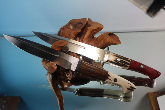 Seizo Imai by Inagaki SI-55 "Big Fighter", AUS-8 Blade, Stag & Wood Combo Handles