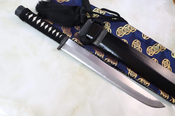 Takeshi Saji TS-120 KAGEBOSHI III "KATANA" | White Steel No.2 Damascus - JapaneseKnifeDirect.Com