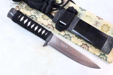Takeshi Saji TS-25RD KAGEBOSHI "KATANA" | Rainbow Damascus Blade - JapaneseKnifeDirect.Com